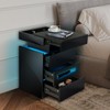 POVUD Night Stand with Gun Drawer, Modern Nightstand with Led
