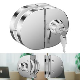 Ranbo Frameless Double-Sided Glass Door Lock,No-Drill,304 Stainless Steel, Suitable for 2/5''-1/2''(10mm-12mm) Sliding Glass Doors,Office Doors,Commercial Doors,Includes 3 Keys,Polished Chrome