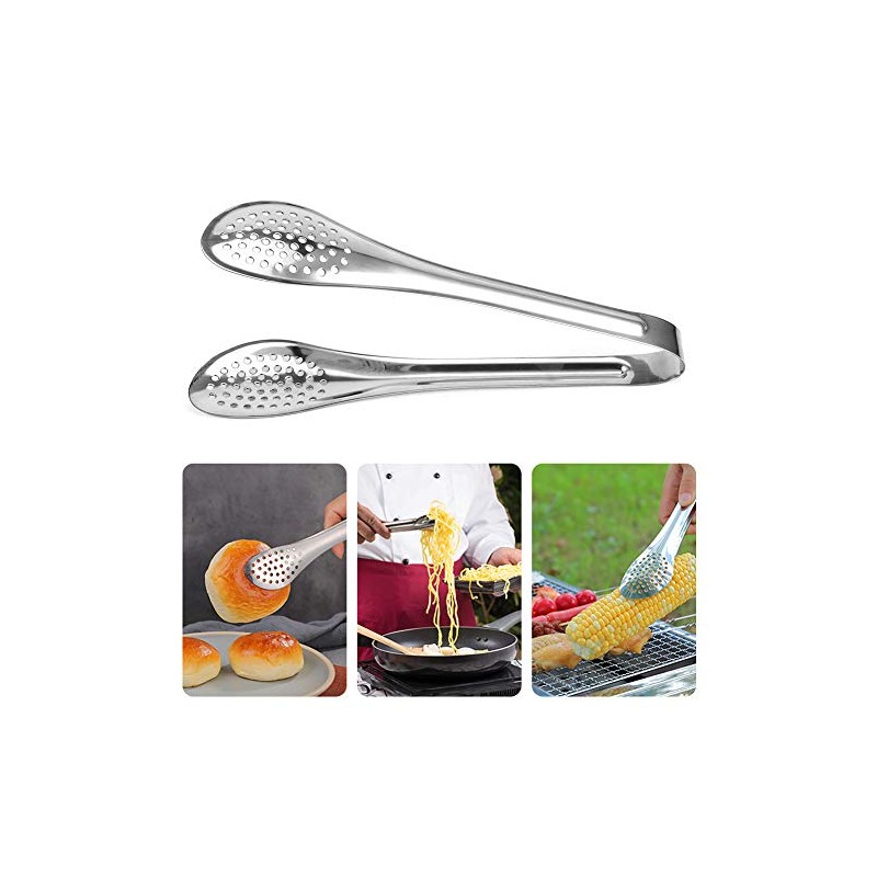 Pinzas de Cocina, 5 Piezas, Acero Inoxidable, para Pan, Ensalada,