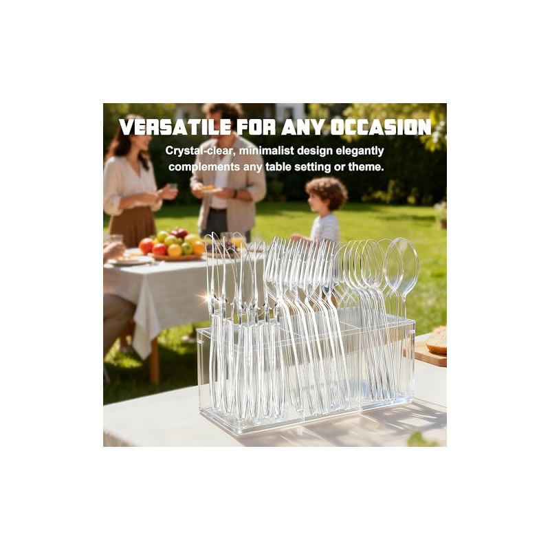Zcaukya Clear Plastic Silverware Set, 300 Count