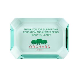 Baudville Custom Jade Glass Paperweight Employee Appreciation Gifts - Boosts Employee Morale, Motivation, & Positive Work Environment - Full Colo Logo, Elegant Black Gift Box