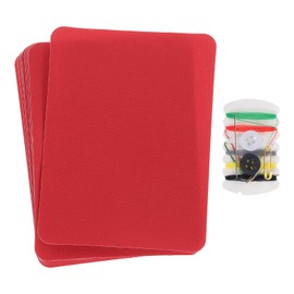 MECCANIXITY 8 Pcs Iron on Patches with Sewing Kit Fabric Repair Patch 4.9"x3.7" Patches for Clothes Iron on Patches for Jeans, Bags, Sofa,Tent Red