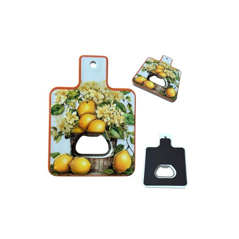 Decorative Sicilian Bottle Opener Magnets with Lemons and Traditional Patterns