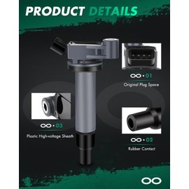 SCITOO 6 ignition coils with 6 iridium Spark Plugs for Toyota for Lexus Avalon Camry Highlander Sienna ES300 RX300 V6 1 for MZFE Engine 88921393 UF-267 90080-19016