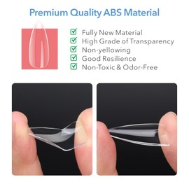 GazePlus Nail Tips, 600Pcs 12-size Medium Stiletto Fake Nail Tips, Full Coverage Clear Soft Gel Nail Extension Tips Set for Acrylic Nails False Nail for DIY at Home Nail Salon