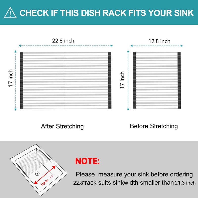 BBXTYLY Extra Large Expandable Roll Up Dish Drying Rack,Over The