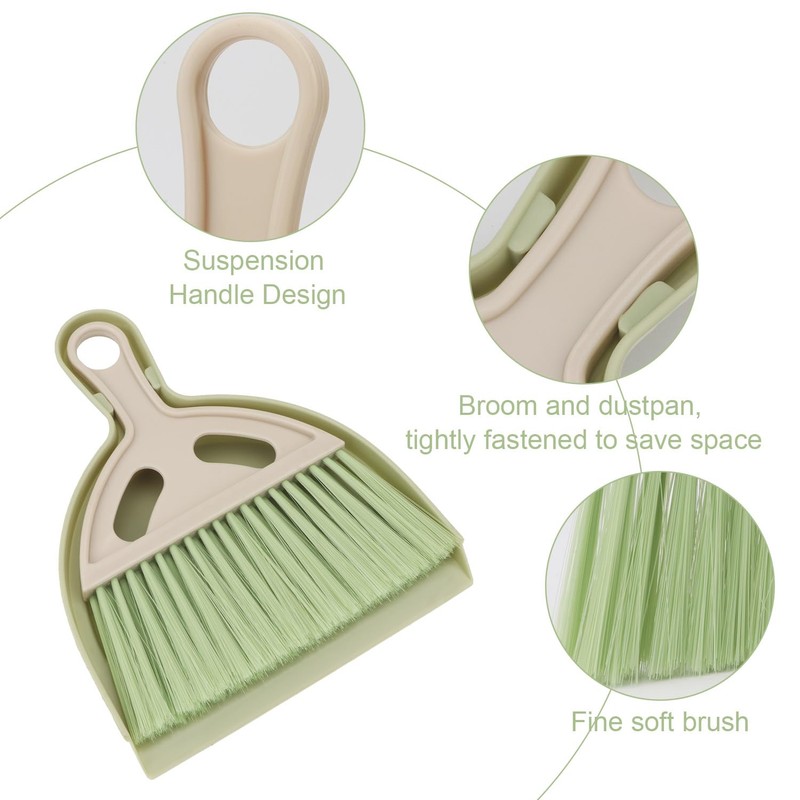 Brosay Mini Dustpan and Brush Set Portable Small Broom with