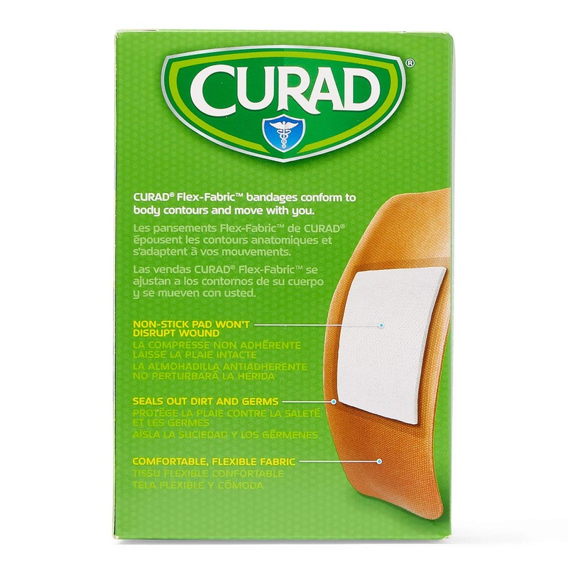 Curad Flex-Fabric Adhesive Bandages with Stretch to Conform to Wounds,