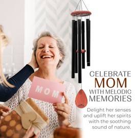 UpBlend Outdoors Wind Chimes for Outside Large - Deep Tone Wind Chimes, Windchimes Outdoors, Memorial, Sympathy, Loss of Loved One, for Mom and Grandma, Decorative Gift, 38" Black