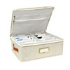 GINUMWA Photo Storage Box - Decorative Linen Organizer with Dividers