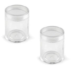 cyclingcolors 2 x Plastic Containers Clear Round Container Bottle Glitter Box Earring Ring Small Plastic Storage Box with Lid 3.8 x 4.7 cm