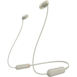 Sony WI-C100 - Audífonos inalámbricos intraauriculares con Banda para el Cuello y micrófono para Llamadas con Manos Libres, Beige (Versión Nacional)