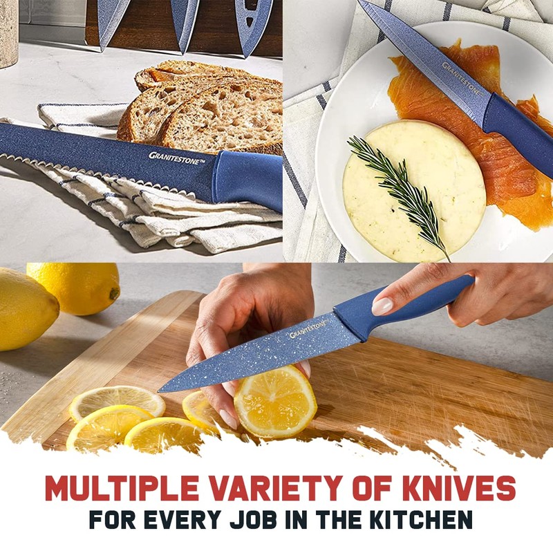 Nutriblade Knife Set with Block by Granitestone 6-Piece Professional Kitchen