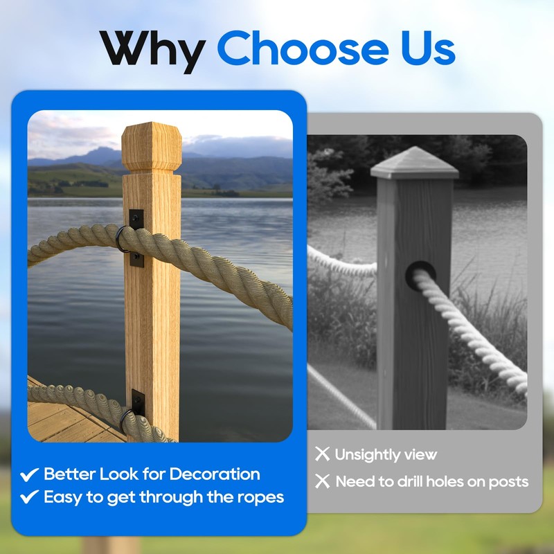 Coliwel 10Pack 2inch Rope Support Holder Drop Ring Brackets Stainless