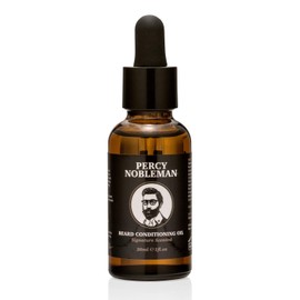 Percy Nobleman Beard Oil – 99 % Natural Conditioning & Grooming Oil – Argan, Jojoba, Avocado, Almond & Marula Oils – Vanille Musk Scent – Softens, Nourishes & Tames Coarse Beards (30 ml)