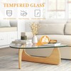 Mid-Century Modern Coffee Table - Triangle Glass Top Natural Wood