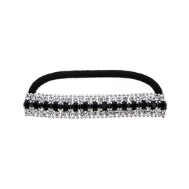 FXQHAN Ponytail Holder Stretchy Elastic Hair Tie Sparkling Crystal Rhinestone Hair Band Headband Hair Accessories for Women (Silver Tone Black)
