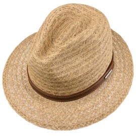 Stetson Barnell Traveller Raffia Hat Men | Straw Summer Sun with Leather Trim Spring-Summer | S (54-55 cm) Nature