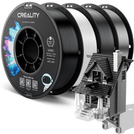 CREALITY PETG Filament 1.75mm 3D Printer Filament Bundle, 4kg (8.8lb) Neatly Wound Spool, Dimensional Accuracy ±0.03mm, 2024 Latest Batch, Fit for Most FDM 3D Printers, Black+White+Grey+Clear