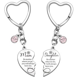 AWIWTOBQ Mother Daughter Heart Matching Keyring Keychain Set, 2 Pcs, Gifts for Mom, Mother's Day, Birthday, Christmas Presents