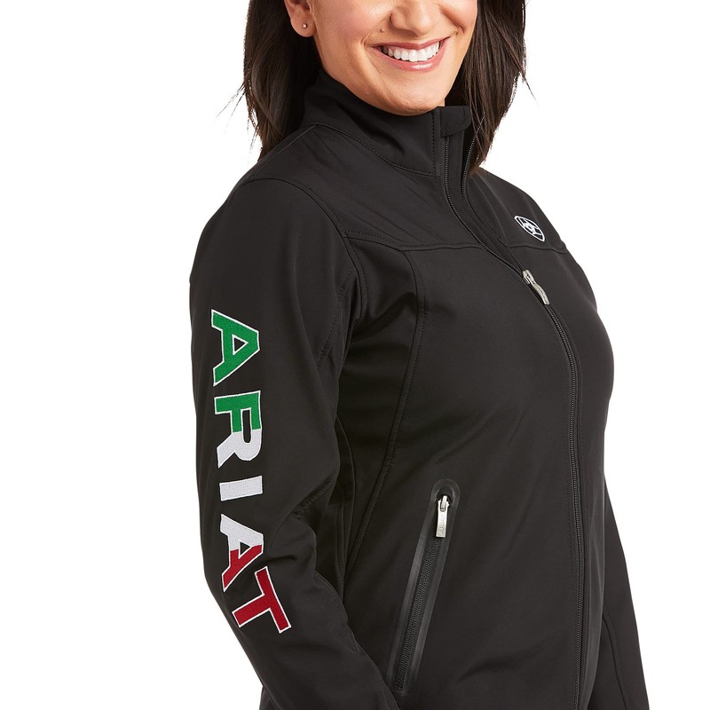 ARIAT Female Classic Team Softshell MEXICO Water Resistant Jacket Black