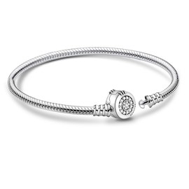 APUUESN Sterling Silver Charms Bracelet with Logo Engraving, Bracelets Moments Series, Bracelets Me Series, Charms Pendant Bracelet from 17 cm to 21 cm, Gold, Silver, Sterling Silver