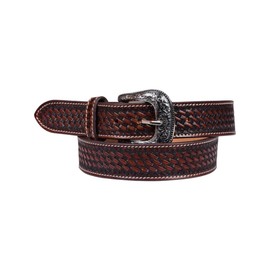 Affilare Western Genuine Leather Brown Basket Weave Belt For Men and Women 30WE003