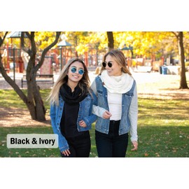 Funky Junque Exclusives Women's Chunky Knitted Infinity Scarf, Winter Warm Cable Knit, Black Confetti