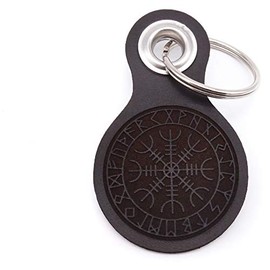 Samunshi® Leather Keyring with Engraving with Various Motifs Gifts Made in Germany 38 Colours 8 x 4.8 cm, Dark Brown/Engraved, Keyring