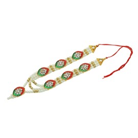Decorative Mala Moti Beads Mala Set for Laxmi Ganesh Devi Maa Radha Krishna Puja Goddess Haar Sringar Set Deities Jewellery for Traditional Festival God Idol Statue Housewarming (Size:-4")(Red,Green)