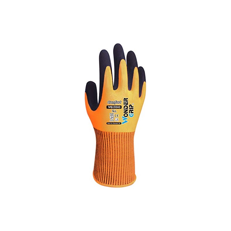 Wonder Grip WG-310HO Comfort Men's Work Gloves, Double Latex Coating,