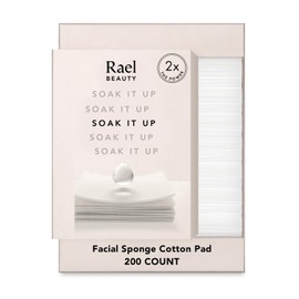 Rael Cotton Pads for Face - Facial Sponge, Square Pad Use with Toner, Makeup Remover, Lint-Free, Soft and Thin, Korean Skin Care (200 Count)