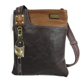 Chala SWING Pack Small Cross-Body Purse with Metal Mini Keychain (Brown- Owl)