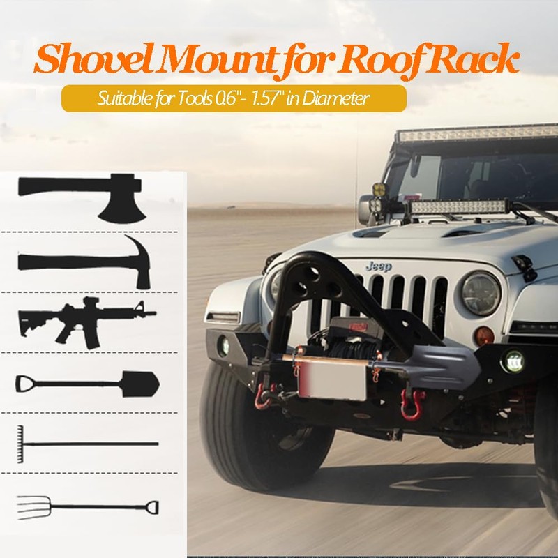 Wotendy 6pcs Shovel Mount for Roof Rack, Metal Rubber Clamp