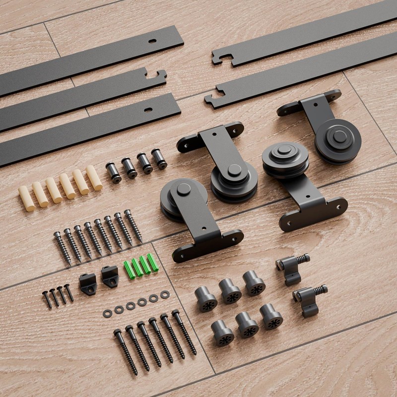 CCJH 4-20FT Bypass Sliding Barn Door Hardware Kit Single Track