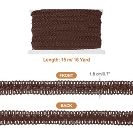 sourcing map 16 Yard Braid Trim, 0.7" Wide Braid Lace Ribbon Gimp Trim Strap for DIY Craft Sewing Accessories Costume Home Decoration, Coffee Color