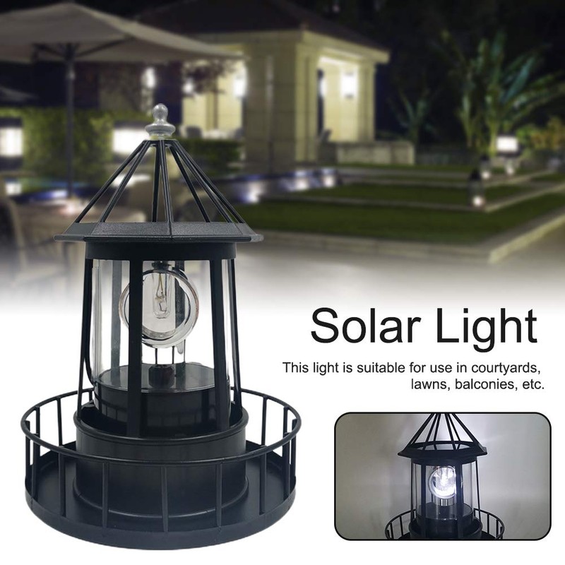 CALIDAKA LED Solar Powered Lighthouse 360 Degree Rotating Lighthouse Landscape