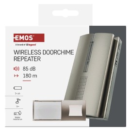 EMOS Kabellose Türklingel/Funkklingel Set mit Repeater Funktion - unbegrenzte Reichweite - 5-stufige Lautstärke bis zu 85 dB - LED-Anzeige - 16 Melodien - Speicherfunktion - batteriebetrieben