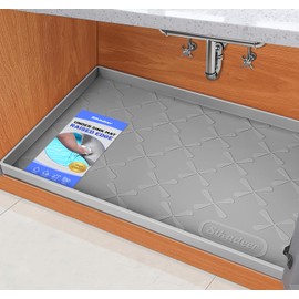 SIKADEER 19" x 19" Under Sink Mat Waterproof, Silicone Mat Kitchen Drawer Shelf and Cabinet Liner, Sink Protector for Kitchen Organizers and Storage, Boot Tray Pet Food Mats