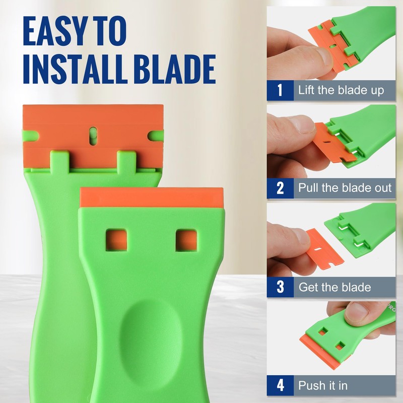WORKPRO 200 Pack Plastic Razor Blades, Double Edged Scraper Blades,
