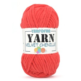 YARFOFUN Velvet Chenille Yarn for Crocheting, Knitting, Baby Blanket, 50g (Red)
