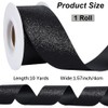 CABODYALS 10 Yards 40MM Black Glitter Ribbon Metallic Sparkle Bling