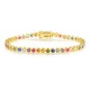 Gemsme 3.0mm Colorful Tennis Link Bracelet, 18K Yellow Gold Plated