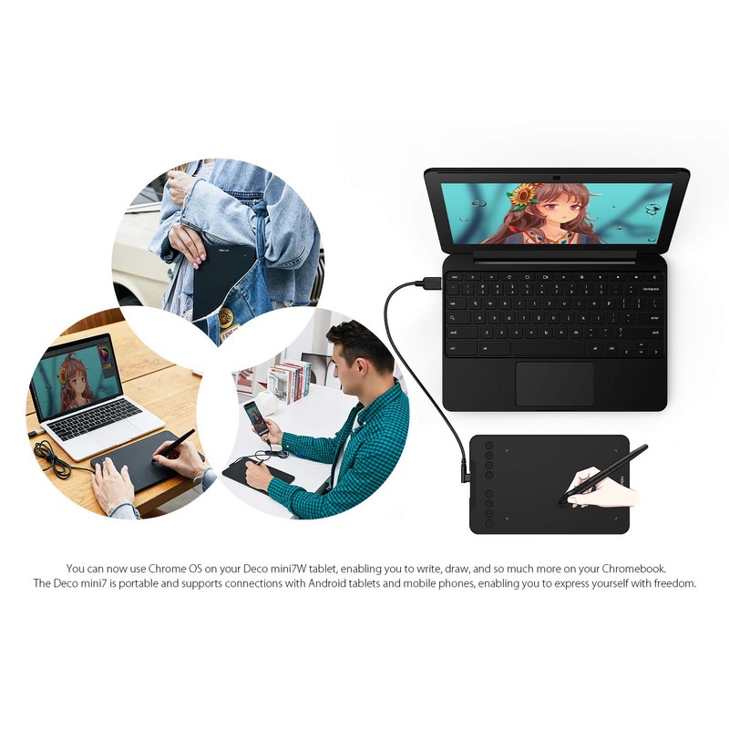 XP-PEN Deco mini7 7" Portable Graphic Drawing Tablet with Passive
