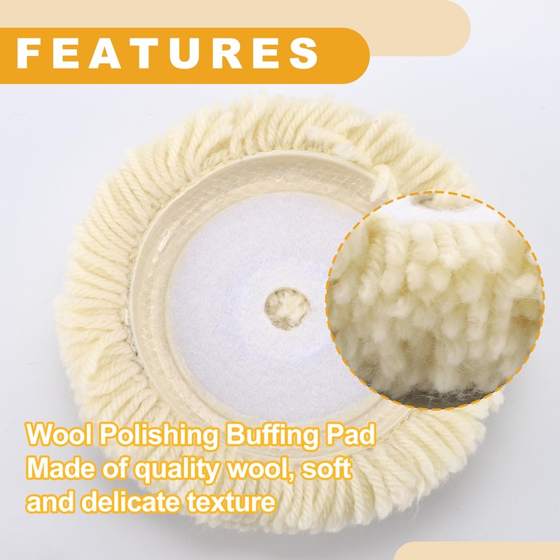 Partuto 1pc 5" 125mm Universal Wool Polishing Buffing Pad -