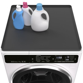 Washing Machine Cover for Top 27”x 27" Pad for Top of Washer or Dryer Protector Rubber Mat for Washing Machine Accessories Non Slip Waterproof Washable (Black)