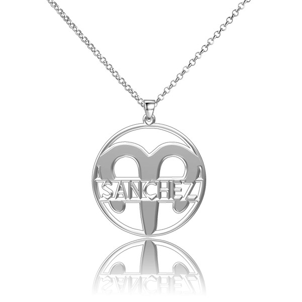 LoEnMe Jewelry Silver Plated Aries Woman Custom Made Engraved Sterling