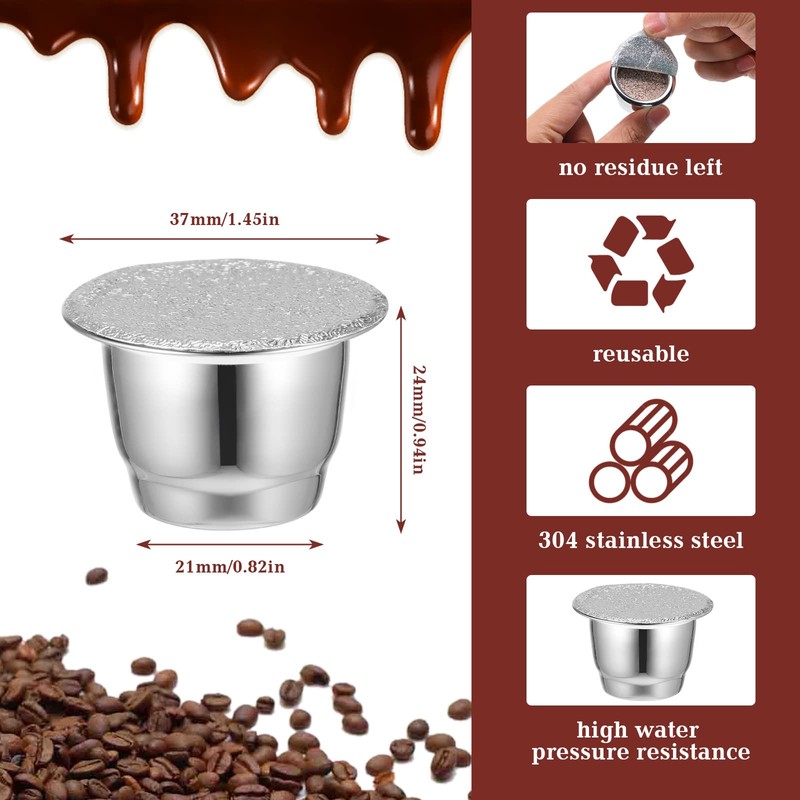Tanlade 300 Pcs Reusable Espresso Capsules 2 Refillable Coffee Pods