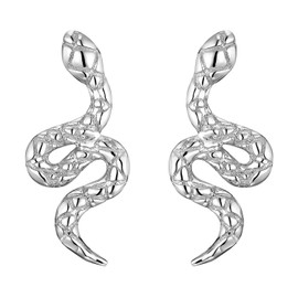 Noelani 2031582 Women's Stud Earrings Made of 925 Sterling Silver in the Shape of a Snake (0.5 cm), Silver Snake, Comes in Jewellery Gift Box, Sterling Silver, No Gemstone