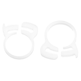 uxcell 2 Pcs Double Snap Grip Hose Clamps, Plastic 24.8-27.2 Mm/0.98-1.07 Inches Inner Dia Adjustable Several Ratcheting Tubing Clamp for Home, White